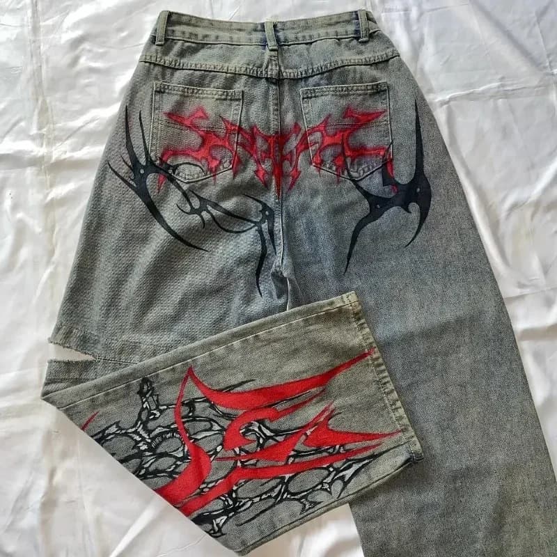 European And American Cross Border 2025 New Street Fashion Trendy Washed Retro Jeans For Men And Women Y2K Harajuku Wide Leg Pants