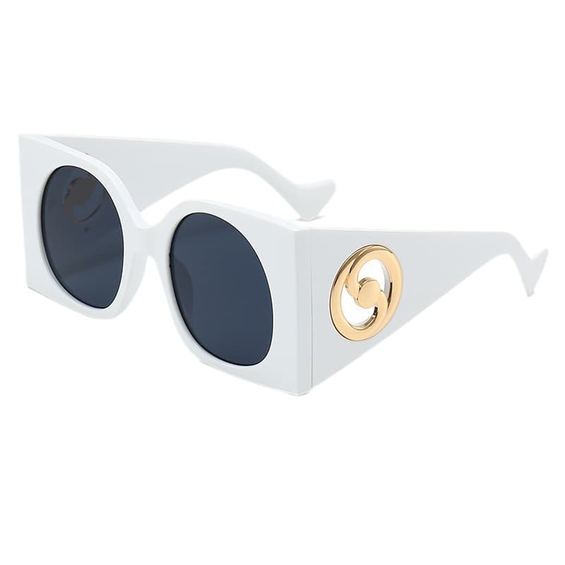5614 large framed women's with jelly colored fashionable and personalized metal accessories, sunglasses