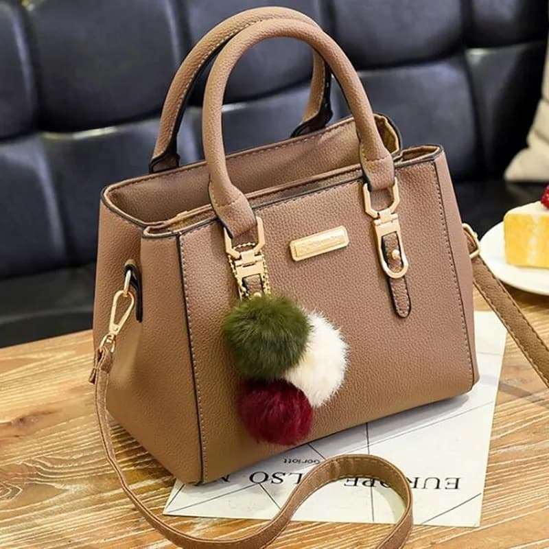 Pu Leather Handbags Women Vintage Wallet Plush Tassel Bags Tote Boston Shoulder Bag