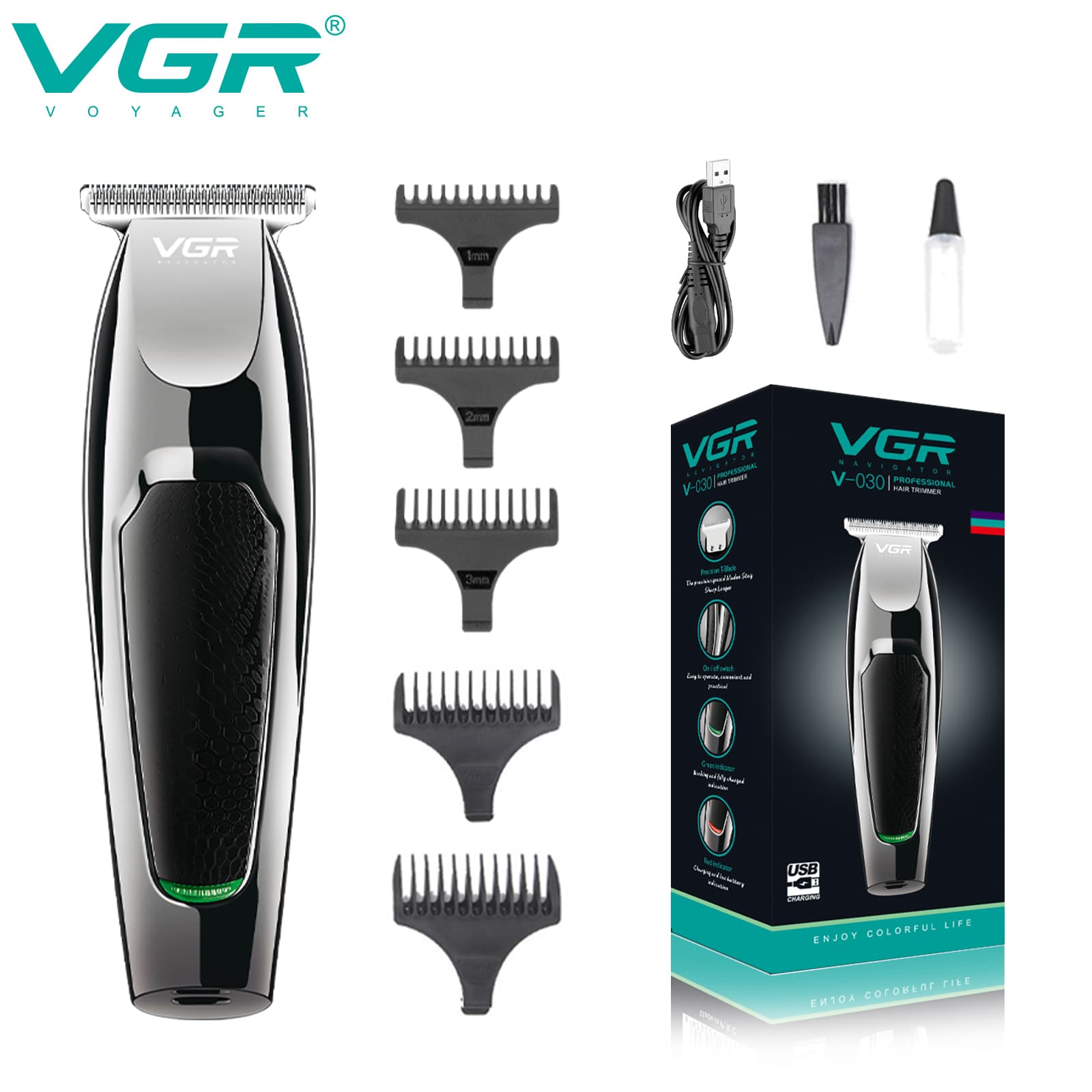 VGR Hair Cutting Machine Rechargeable Haircut Machine Cordless Hair Trimmer Professional Hair Clipper Trimmer For Men V-030