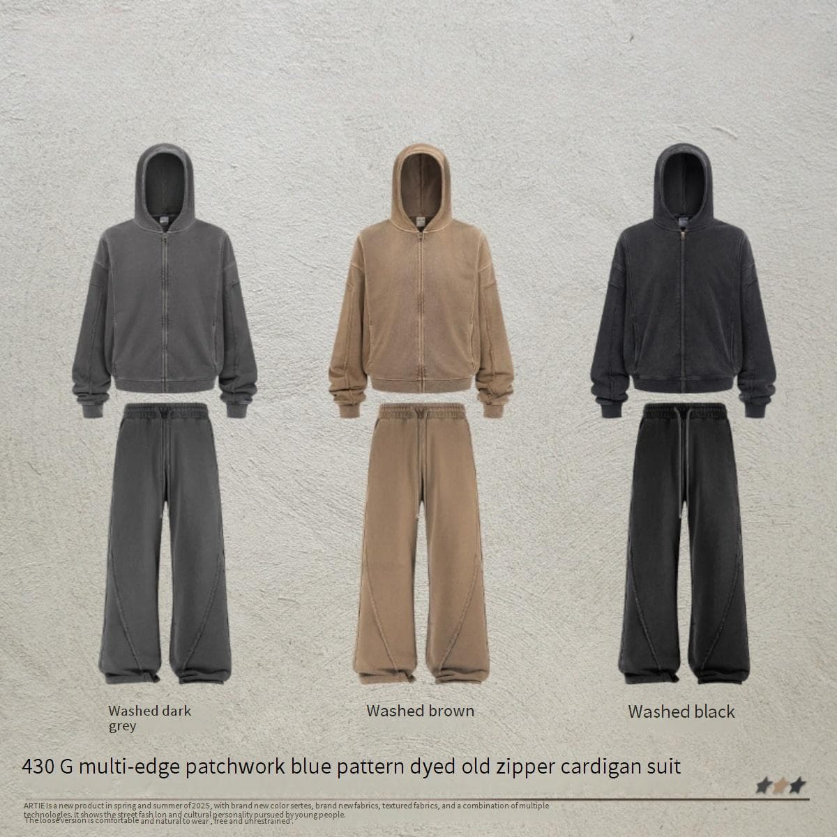 Distressed Patchwork Hoodie & Jogger Set – Raw Edge Streetwear Ensemble With Acid Wash & Intentional Fraying (S-XXL, Unisex Deconstructed Loungewear)