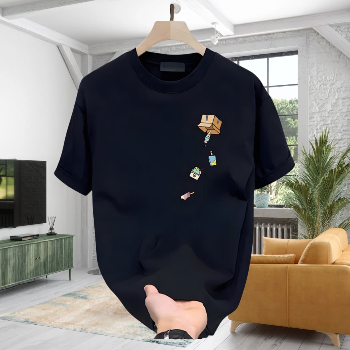 Men's Clothing Brand Cotton Short-sleeved T-shirt Men's Summer 2024 New Niche Design Sense High Street Round Neck Half-sleeved Top