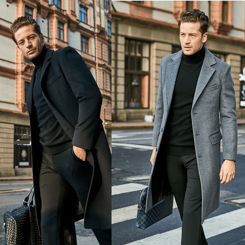Man's Clothing Men's Thick Woolen Coat Long Coat Casual