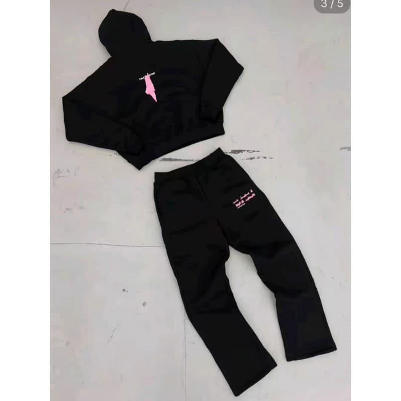 2025 European And American Sweatshirt Y2K Trend Sweatshirt Suit Character Pattern Casual Sports Men And Women