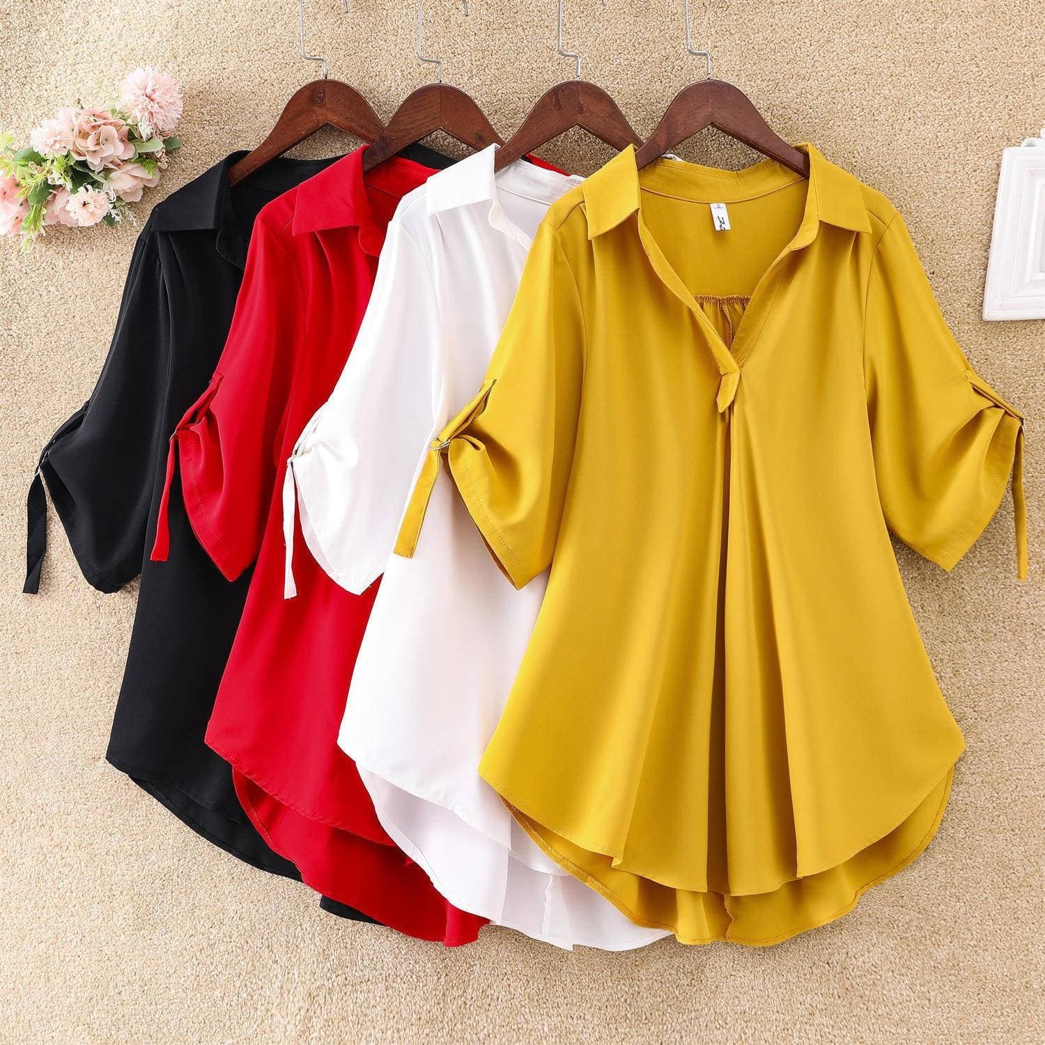 Women's summer new large size loose waist slim chiffon tops for women trendy
