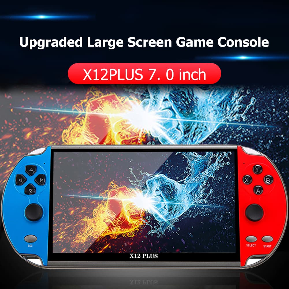X12 PLUS Handheld Game Console 7.1 Inch HD Screen Handheld Portable Video Player Built Classic Free Games console