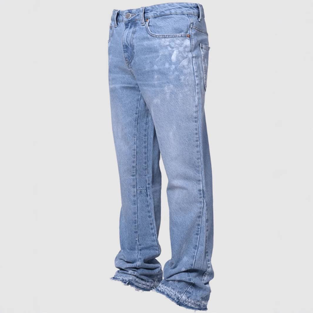 Jeans de travail pour hommes, style rétro américain, avec cordon de serrage et fermeture éclair, délavés et usés, coupe ample et jambes larges,