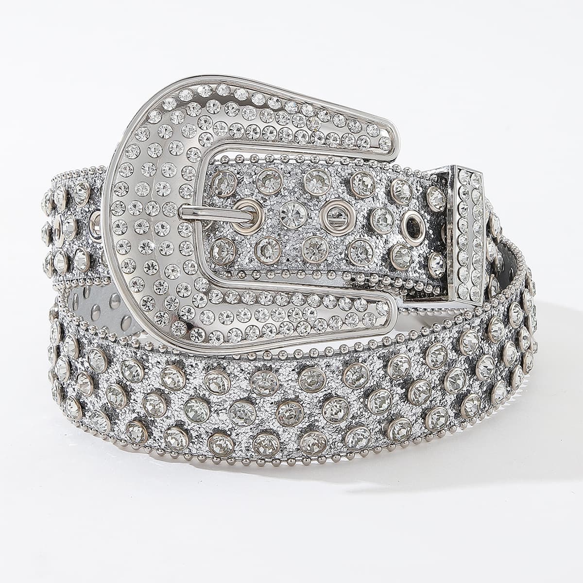 VOOTHOST Fashion Rhinestone Rivet Belt Glitter Belt Hip Hop Jeans Pants Belt Punk Cowboy Cowgirl Belts For Women Men F0380