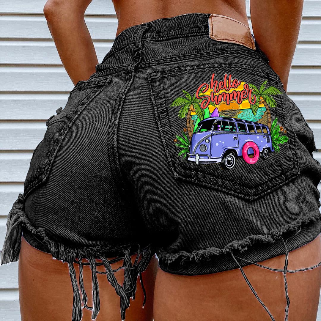 Women's Fashion Four Seasons Street Trend Denim Shorts