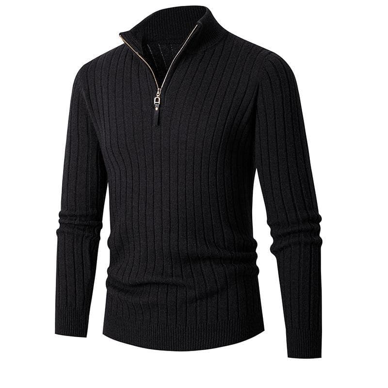 Men's Clothing plus size men's sweater half zipper young and middle-aged knitwear trendy vertical stripe bottoming sweater