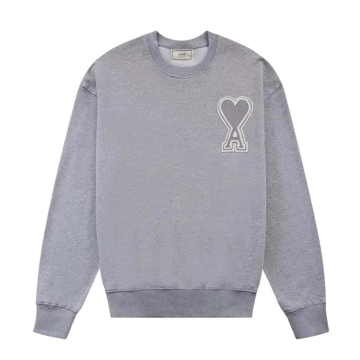 Sweat-shirt à col rond brodé AMI Heart A pour femme, manches longues, style décontracté