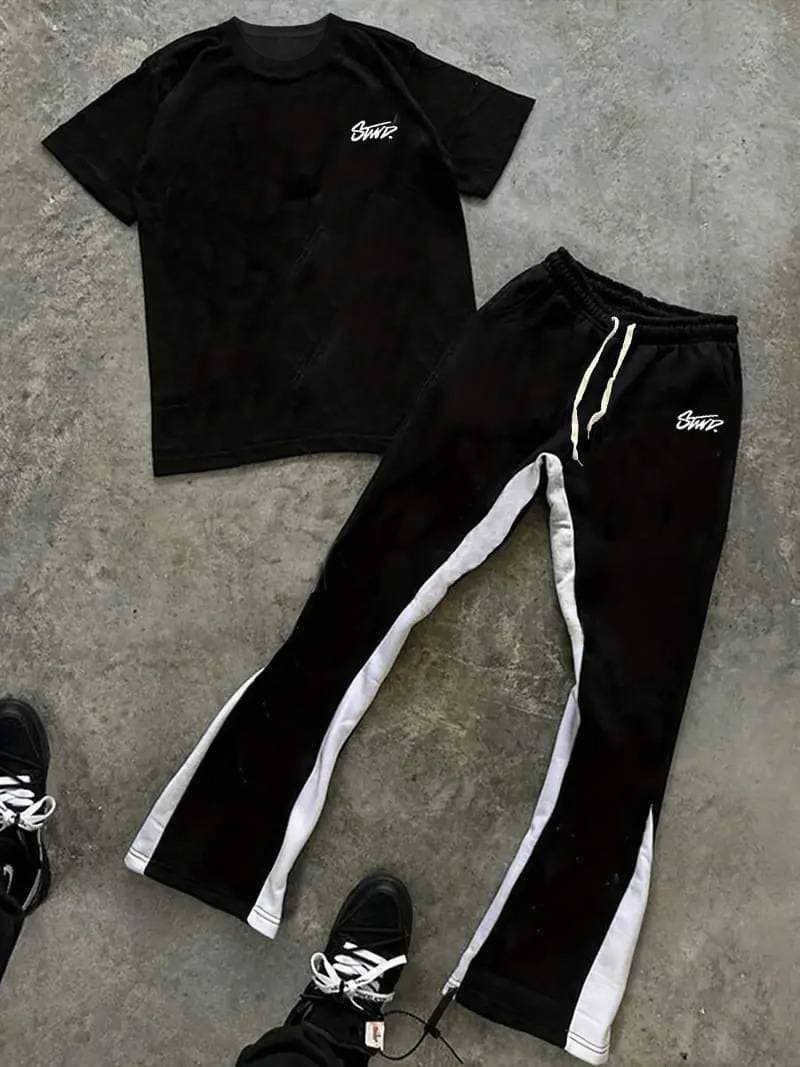 Men's Clothing T-shirt Sets Two Piece Suit Y2K Vintage Flared Pants & T-Shirt Matching Set – Urban Street Style