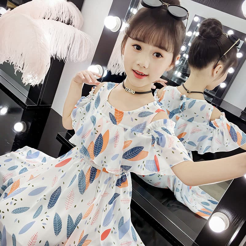 Mother & Kids Girls summer dress 2024 new style children's 6 years old Korean version princess skirt chiffon floral skirt trend