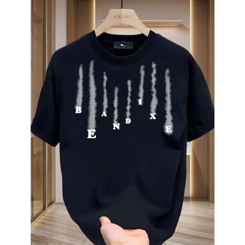 Heavyweight Pure Cotton Short-Sleeve T-Shirt For Men And Women, 2024 Summer New Style, Trendy American-Style Round-Neck -Monochrome Man