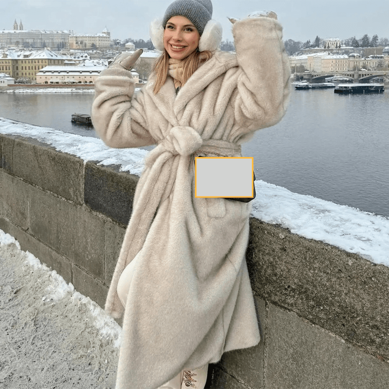Women's Clothing Autumn and winter hooded fur coat for women long brand mink fur coat soft environmentally friendly fur coat