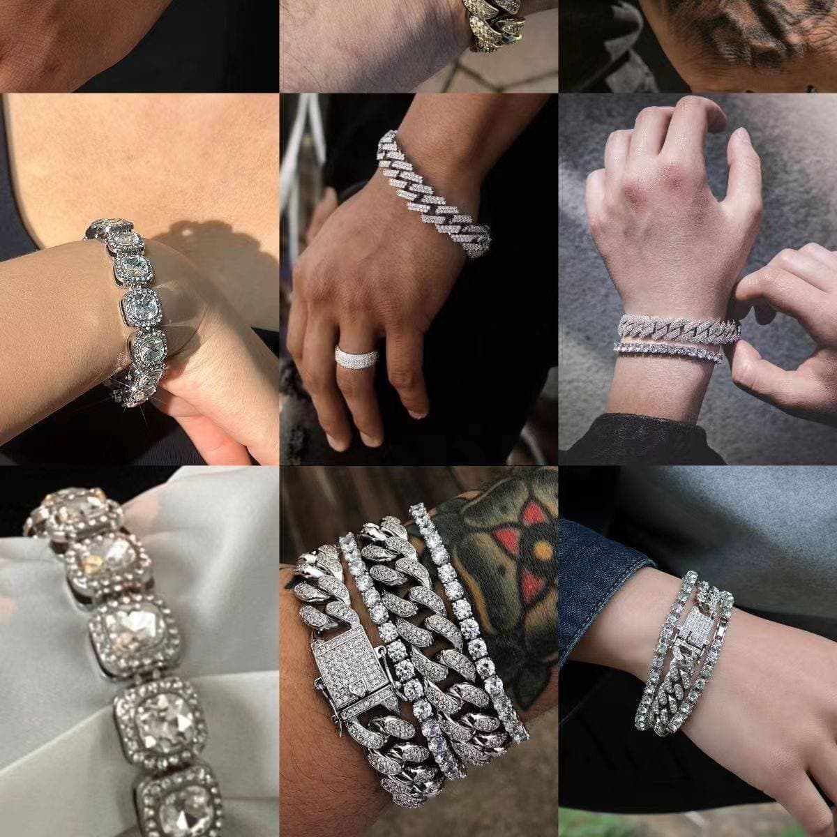 1/2/3/4pcs/set Unisex Jewelry Fashion Hip Hop Cuban Chain Bracelet – 15mm Zinc Alloy Unisex Stackable Bracelets (6 Styles)