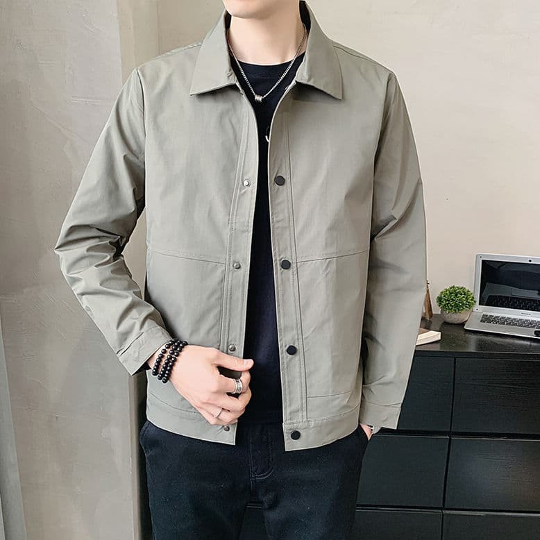 Turn-Down Collar Jacket Metal Decoration Men's Coat Fashion Winter New Casual Top