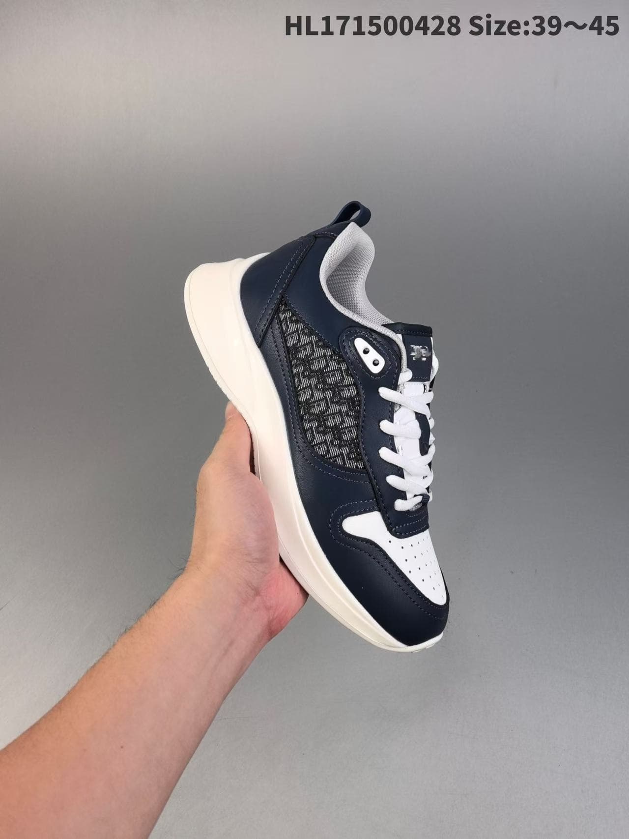 DIIOR B25 Chaussures décontractées basses en cuir à bout rond et lacets pour hommes