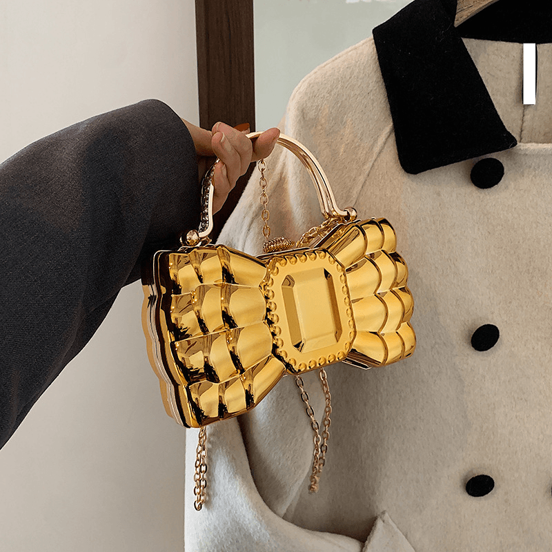 Women's Clutches Bags A Dazzling Texture Electroplated Acrylic Underarm Bag For Women's Banquets, A Small Square Single-shoulder Crossbody Bag