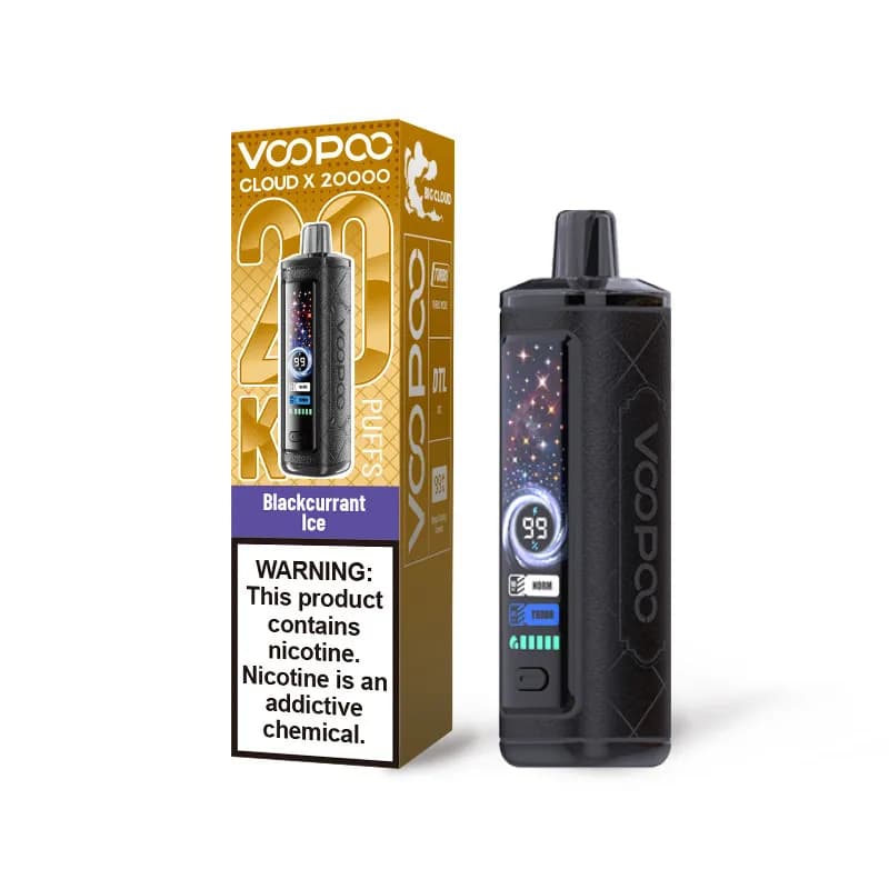 Lot de 2 cigarettes électroniques jetables VOOPOO Cloud X 20K, 20 000 bouffées, 25 ml, 6 mg de nicotine, batterie de 900 mAh, chargeur USB-C, d