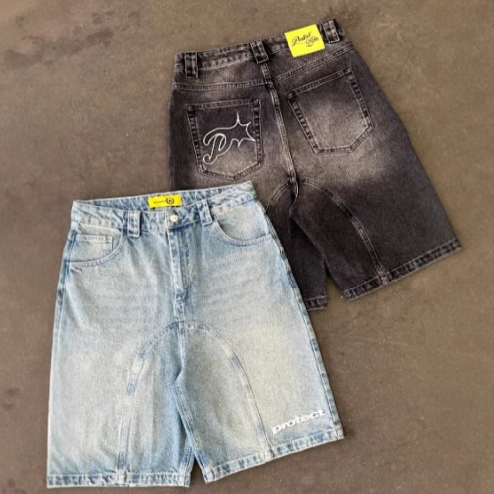 Men's Clothing Men's Retro Casual Street Style Embroidered Denim Shorts Loose Fit Harajuku Trend Summer Wear
