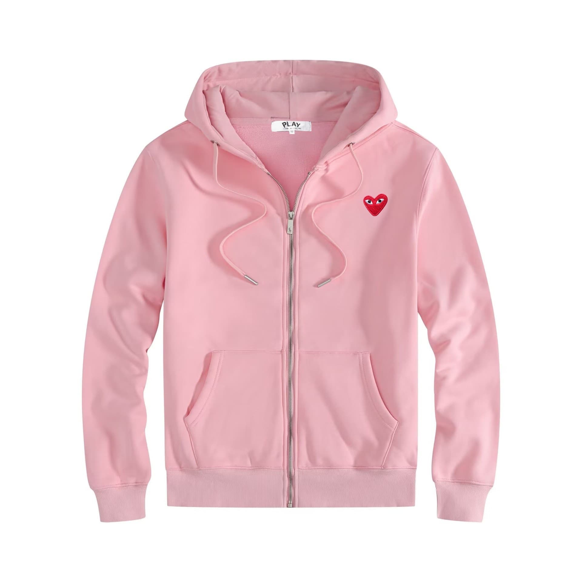 Sweat-shirt à capuche doublé polaire PLAY avec fermeture éclair et cœur brodé, ample, grande taille, unisexe, pour couple
