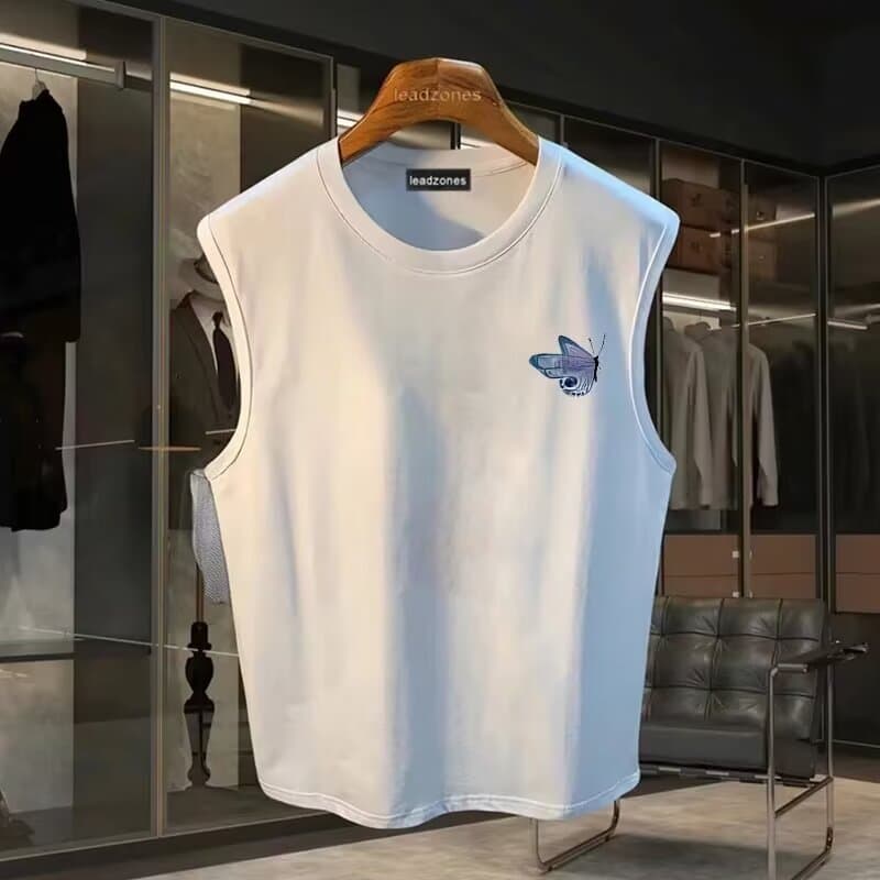 Men's Clothing Sports Vest Summer Loose Outer Wear Sleeveless T Shirt Trend Boys Casual Wide Shoulder Waistcoat Top