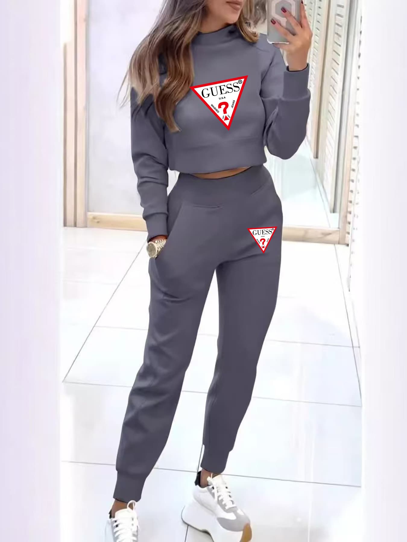 Ensemble pull-over imprimé sport tendance pour femme, best-seller printemps-automne