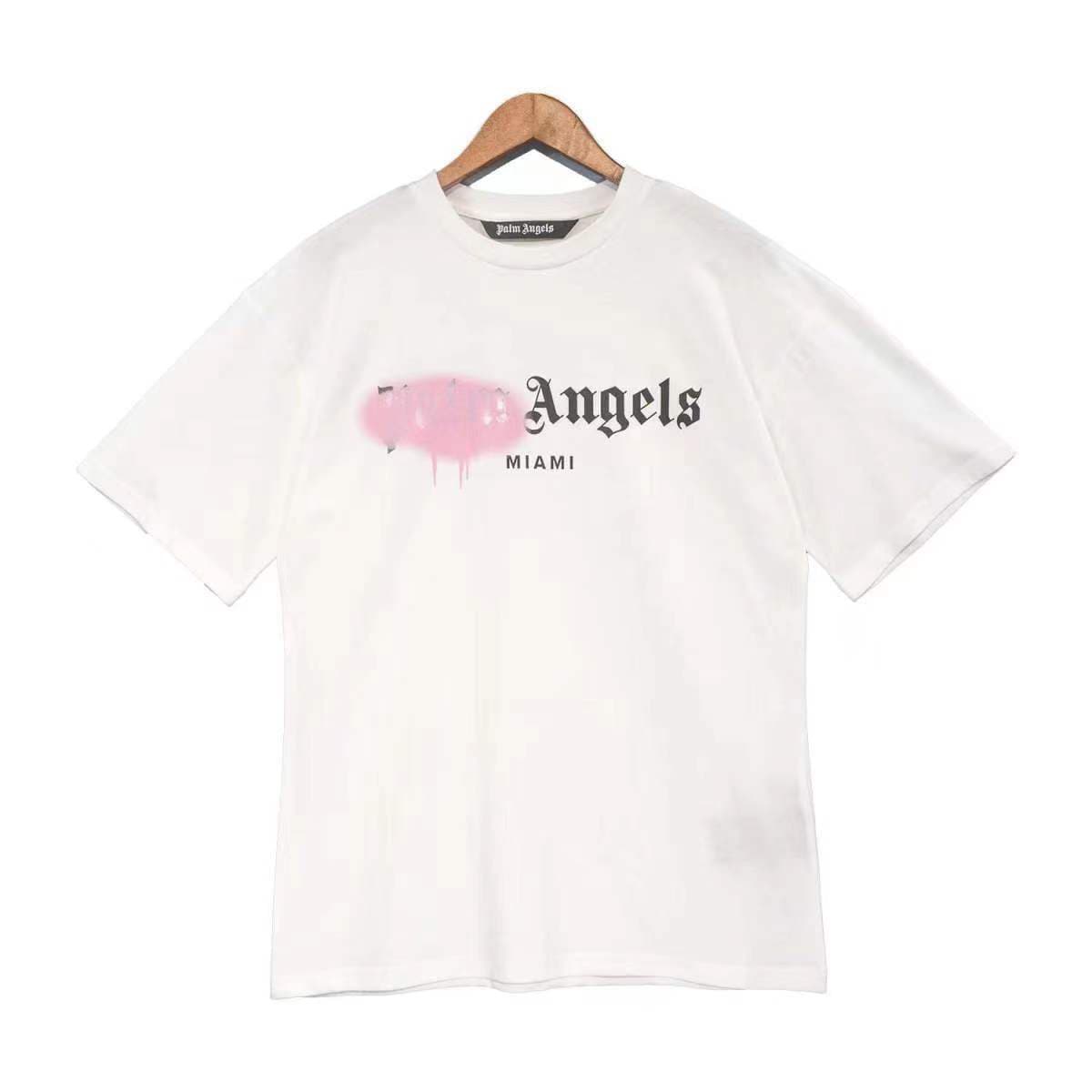 T-shirts en coton à manches courtes pour hommes et femmes, amples et décontractés, avec lettres graffiti dissolvantes, palmiers, anges