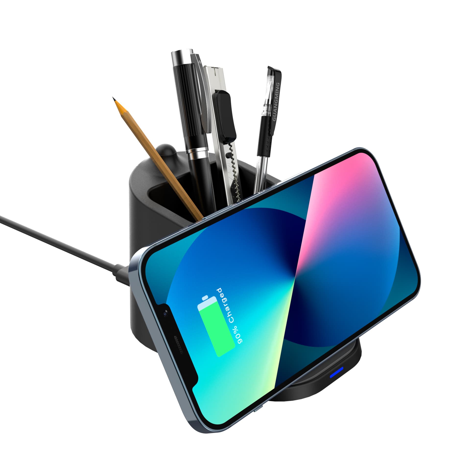 Two-in-one multi-function pen holder mobile phone wireless charger home office desktop pen holder 15w mobile phone charger