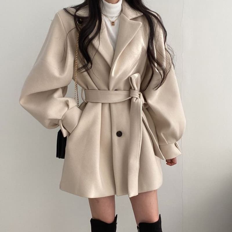 Women's winter wear trendy warm medium-length small windbreaker woolen coat