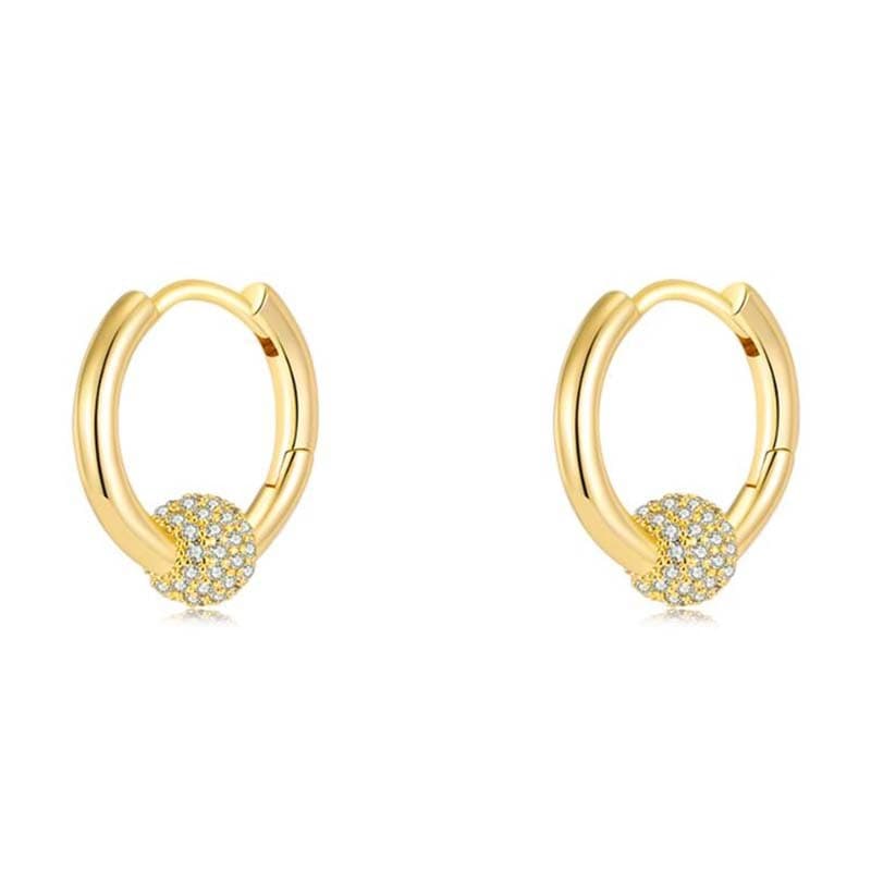 Women's Jewelry Personality Running Beads Micro Inlaid Zircon Earrings Fashionable Temperament Light Luxury Small And Versatile Cold Style Ear Buckles
