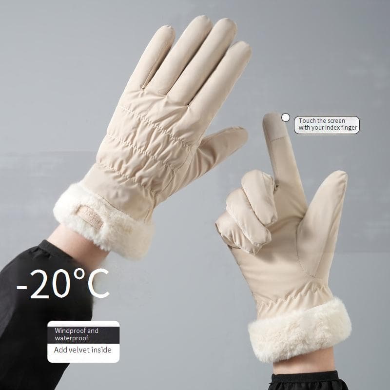 Women's Gloves New Autumn And Winter Warm Gloves For Women, Plus Velvet And Thickened Outdoor Cycling Sports Windproof Touch Screen Bear Gloves