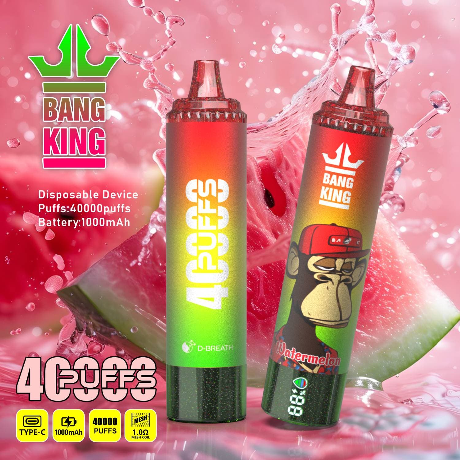 Cigarettes électroniques jetables BANG KING 40K PUFFS grande capacité et multi-saveurs,
