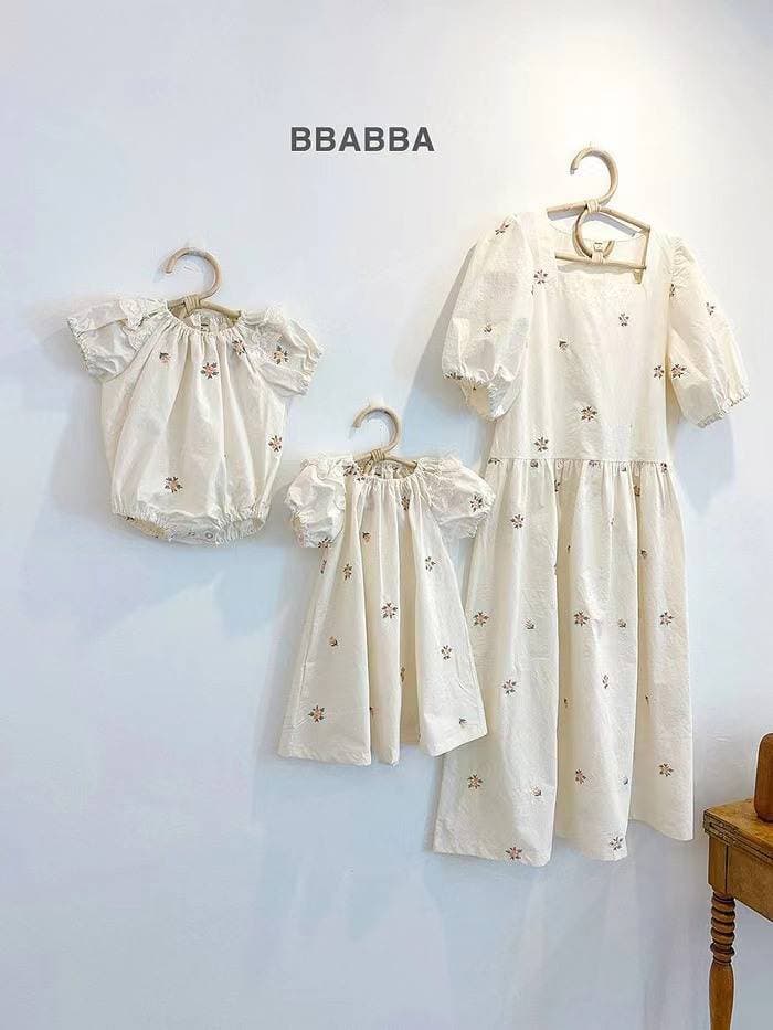 Mother & Kids Parent-child summer short-sleeved dress Korean style high-end embroidery baby infant crawling clothes stylish mother and daughter skirt