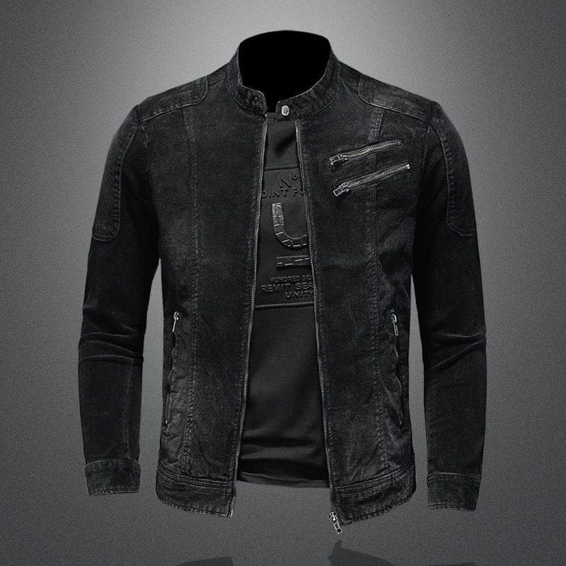 Men's Clothing Men's Slim Fit Denim Jacket Retro Personality Stand Collar Zipper Work Jacket For Motorcycle And Cycling Use