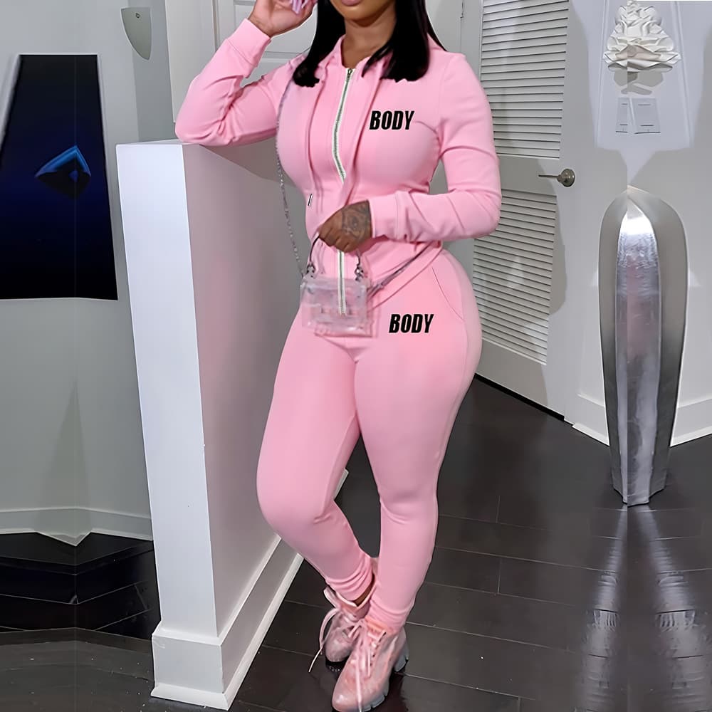 Women's Clothing 2024 new sweatshirt women's two piece hoodie letter printing casual printing sports suit