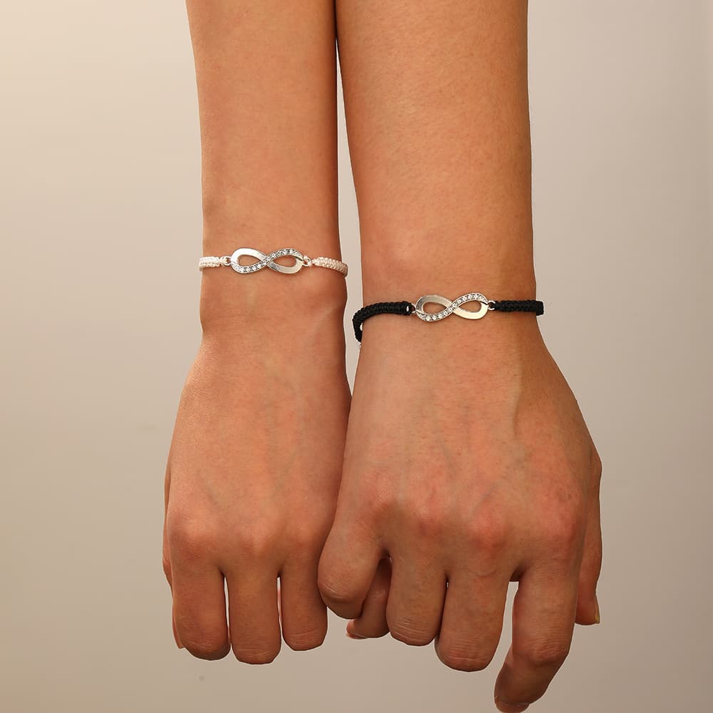 European and American Diamond-encrusted Lucky Infinite Eight-character Hand-woven Couple Bracelet Best Friend Good Friend Bracelet Gift Cross-border