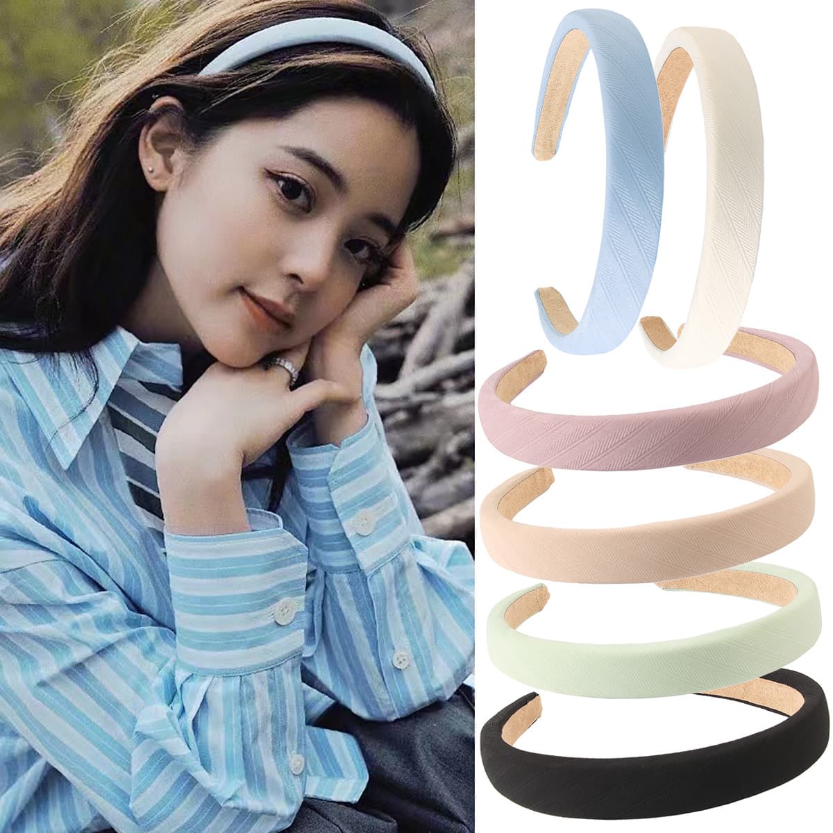 Korean style universal new cloth fresh headband thickened sponge heightening head top to show face shape ladies hair accessories