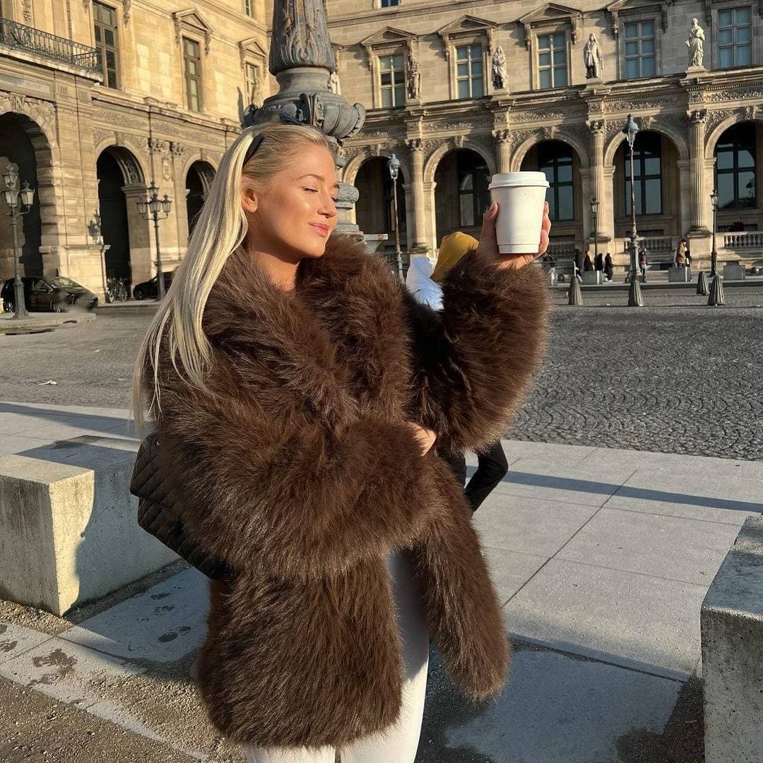 Women's Clothing Solid Color Fur Coat Comfortable Temperament Elegant Leisure Warm Eye Catching Coat