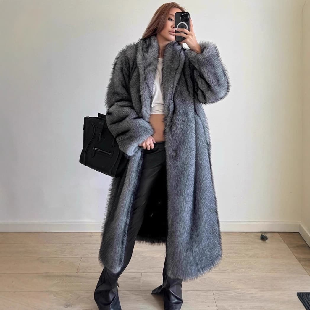 Eco-Friendly Faux Fur Coat – Women’s Fashionable Fox & Raccoon Style Winter Jacket, Office-Ready Outerwear (S-L)
