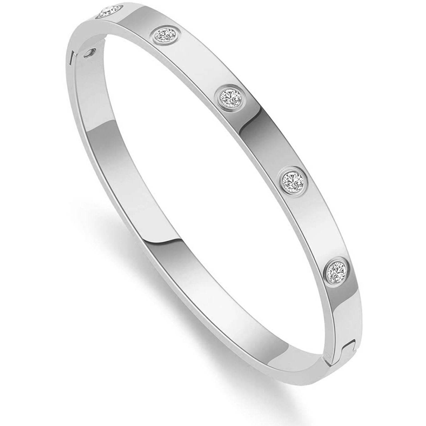Bracelet en acier titane avec boucle à dix diamants Bijoux de célébrités sur Internet