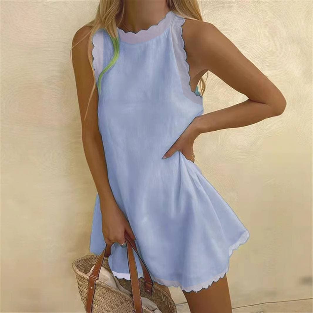Women's Clothing Sexy Solid Color Sleeveless Loose Women's Vest Dress