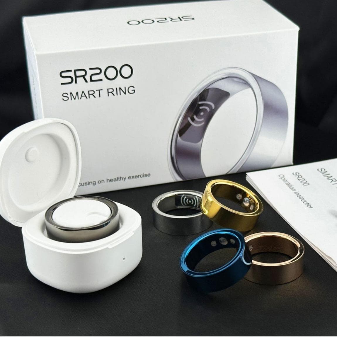 Cross border popular SR200 smart ring, Bluetooth ring, temperature, heart rate, blood oxygen, exercise, sleep monitoring, wireless charging