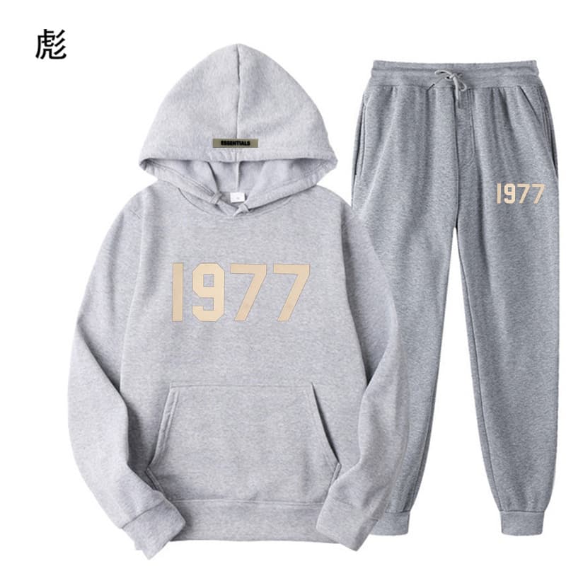 Ensemble pull polaire ample ESSENTIALS Double FOG Fashion Brand High Street, sweat à capuche unisexe avec inscription 1977.