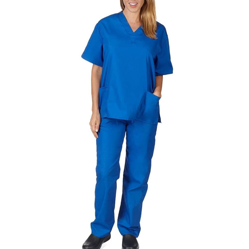 Women's New Solid Color Pocket V-neck Nursing Work Clothes Nursing Clothes Nurse Clothes Two-piece Set For Women