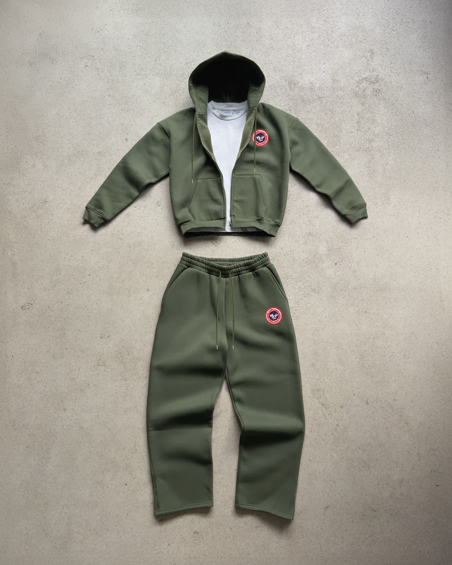 Chemise à capuche à manches longues délavée style rétro américain, pantalon ample et décontracté, costume pull japonais à la mode