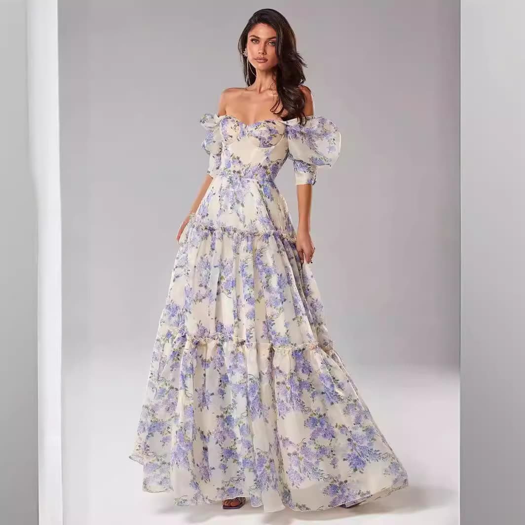 Women's organza fairy long temperament evening dress