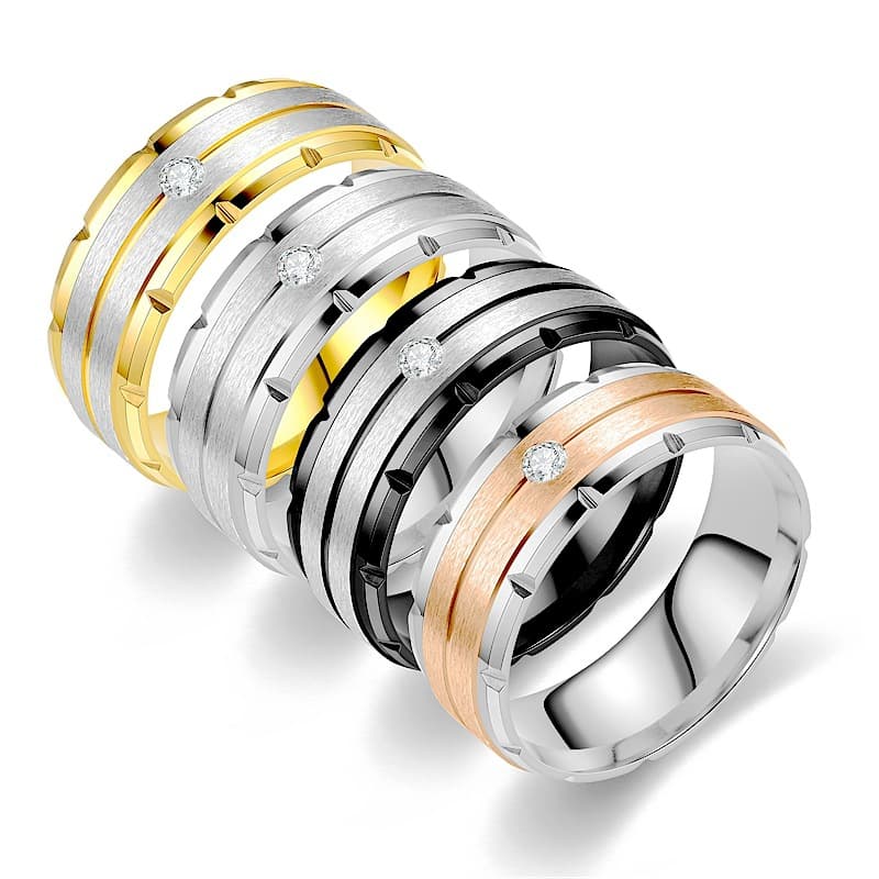 Fashionable And Elegant Titanium Steel Men's Popular Couple Diamond Ring