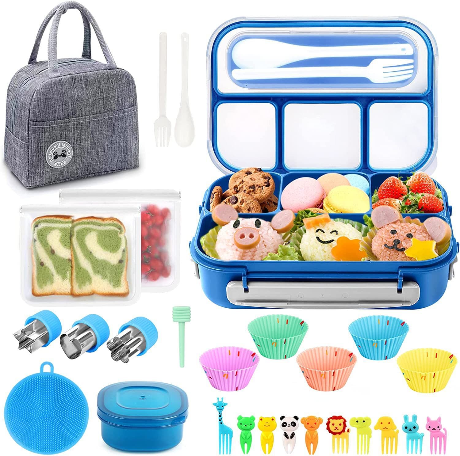 27 piece lunch box set, insulated bag, food sealing bag, vegetable cut lunch box set